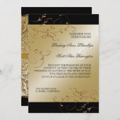 Elégance Cravate Noire, Invitations Mariage Doré (Devant / Derrière)