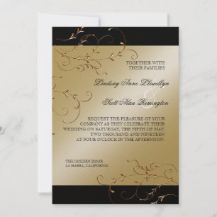 Elégance Cravate Noire, Invitations Mariage Doré