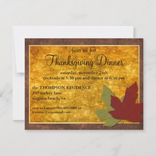 Élégance d'automne Thanksgiving Invitation (Devant)