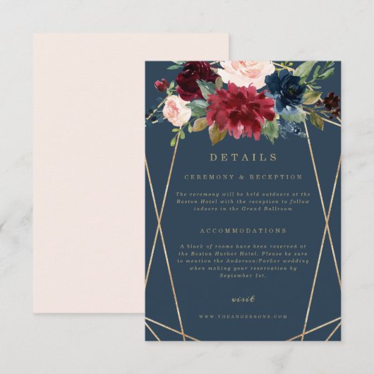 Élégance de chute géométrique détails carte (Devant / Derrière)