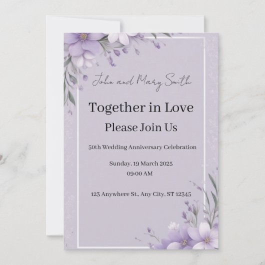 Élégance de la lavande : Invitation à l'anniversai (Devant)