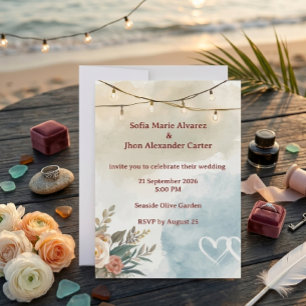 Élégance de plage douce Invitation esthétique mode