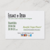 Élégance de ploucs d'Eliz par le carte de visite (Dos)