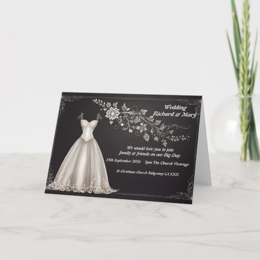 Élégance de robe de mariée Invitation de mariage (Devant)