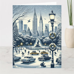 Élégance des Fêtes à New York - Carte de Noël pers