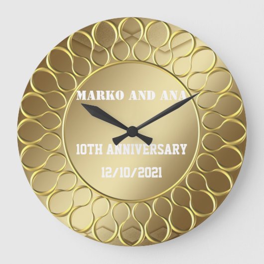 Elégance dorée anniversaire d'amour grande horloge (Recto)