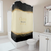 Elégance dorée rideau de douche personnalisé (En situation)