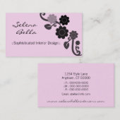 Élégance dramatique Carte de visite floral, Rose B (Devant / Derrière)