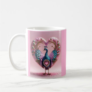 "Elégance du coeur : Mug de paon rose"
