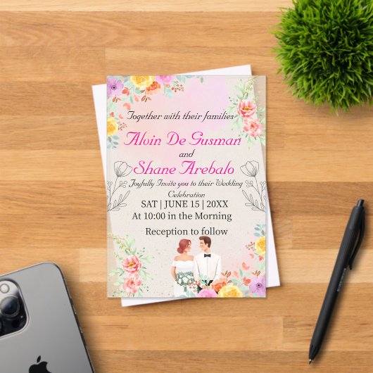 Élégance du rougissement : Faire-part de mariage a (Insitu (Carte d'invitation))