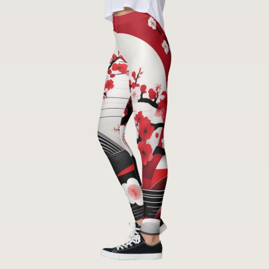 Élégance Embrasser : Leggings japonais en fleurs d (Gauche)