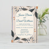 Élégance en Faire-part de mariage moderne bleu & o (Debout devant)