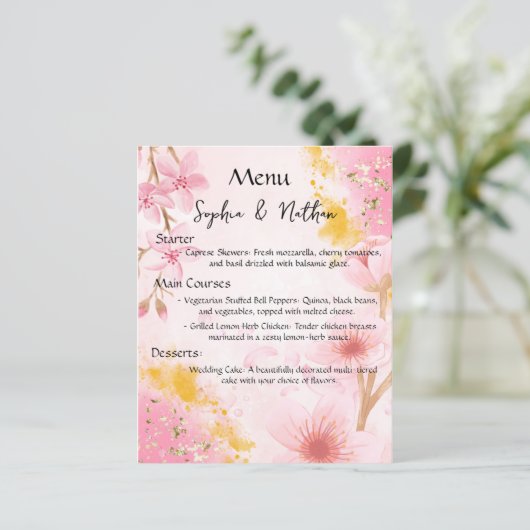 Elégance en Harmonie : Menu Mariage rose et or (Debout devant)