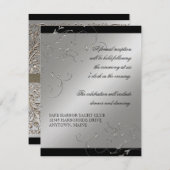 Élégance en noir et blanc, Cartes d'invitation de (Devant / Derrière)