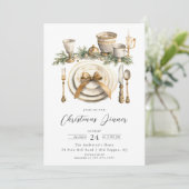 Élégance festive Dîner de Noël Invitation (Debout devant)