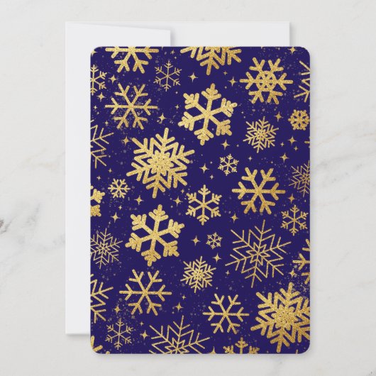 Élégance Flocon de Neige Doré – Carte de Fêtes Pla (Devant)