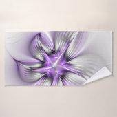 Élégance florale Art Abstrait Violet Fractal moder (Serviette de bain)