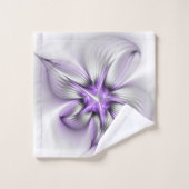 Élégance florale Art Abstrait Violet Fractal moder (Gant de toilette)
