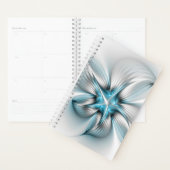 Élégance florale Art fractal abstrait moderne bleu (Devant avec enveloppe)