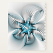 Élégance florale Art fractal bleu abstrait moderne (Dos)