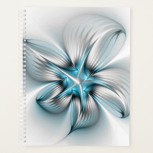Élégance florale Art fractal bleu abstrait moderne (Devant)