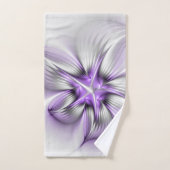 Élégance florale Art fractal violet abstrait moder (Serviette à main)