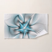 Élégance florale Art moderne Abstrait bleu fractal (Serviette à main)