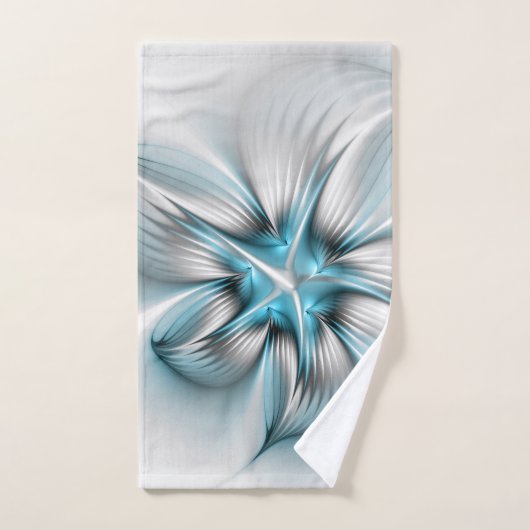 Élégance florale Art moderne Abstrait bleu fractal (Serviette à main)