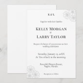 Élégance Florale Douce Invitation de Mariage Minim (Devant / Derrière)