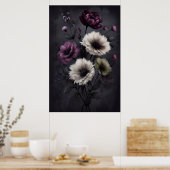 Elégance florale foncée - Poster d'art botanique M (Cuisine)