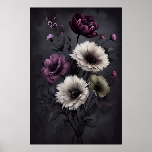 Elégance florale foncée - Poster d'art botanique M (Devant)