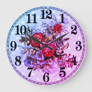 Élégance Florale Horloge Murale Ronde en Acrylique