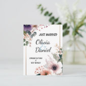 🌸 Élégance Florale "Tout Juste Mariés" – Carte de (Debout devant)
