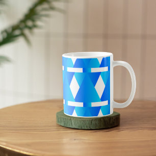 Élégance géométrique : Mug Motif Diamant Bleu