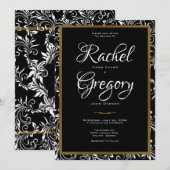 Elegance - Gold & Black - Weddenuitnodiging Kaart (Voorkant / Achterkant)