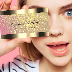 Elegance Golden Glitter Roze Lila en Gouden Grens Visitekaartje