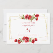Elegance in het Rode Weddenschap Red onze datum Save The Date (Voorkant)