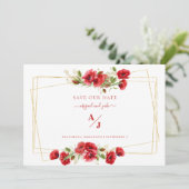 Elegance in het Rode Weddenschap Red onze datum Save The Date (Staand voorkant)