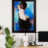 Elegance in het zwart door Rolf Armstrong Poster (Thuiskantoor)