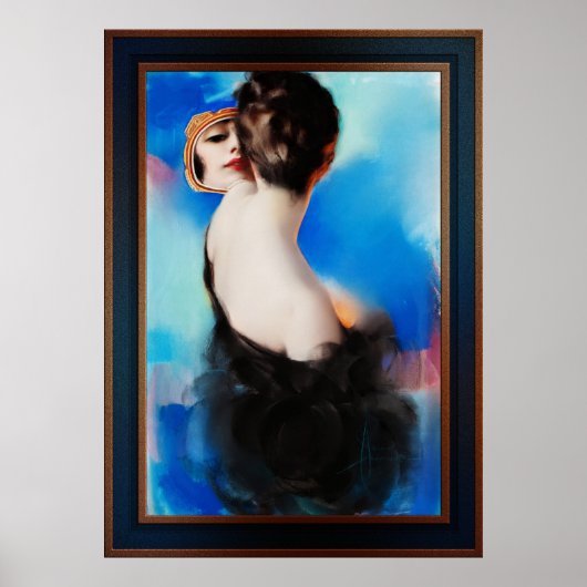 Elegance in het zwart door Rolf Armstrong Poster (Voorkant)