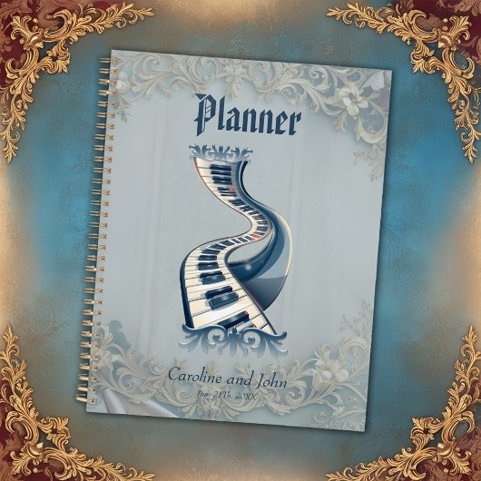 Elegance in piano keys and blossoms.  planner