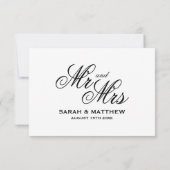 Élégance intemporelle Cartes de réponse mariage RS (Dos)