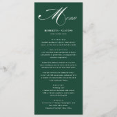 Élégance intemporelle Emerald Green Mariage Menu (Devant)