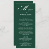 Élégance intemporelle Emerald Green Mariage Menu (Devant / Derrière)