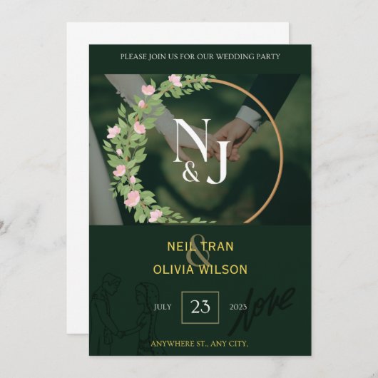 Élégance intemporelle : La Faire-part de mariage f (Devant / Derrière)