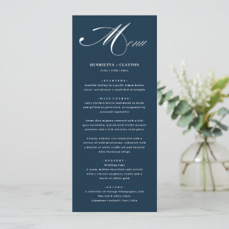 Elegance intemporelle Menu Mariage de la marine