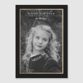 Élégance intemporelle Noir & Or Nouvel An Carte ph (Devant)