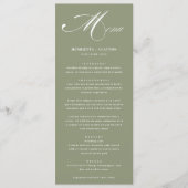 Élégance intemporelle Sage Vert Mariage Menu (Devant)