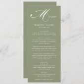 Élégance intemporelle Sage Vert Mariage Menu (Devant / Derrière)