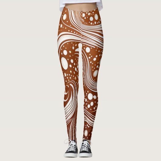 Élégance Intriquée : Dessin Blanc sur Leggings Mar (Devant)